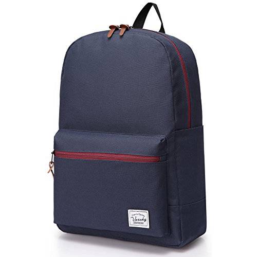 Vaschy 경량 유니섹스 클래식 방수 학교 백팩 여행용 등산용배낭 fits 15.6Inch 노트북 (슬림 블루)