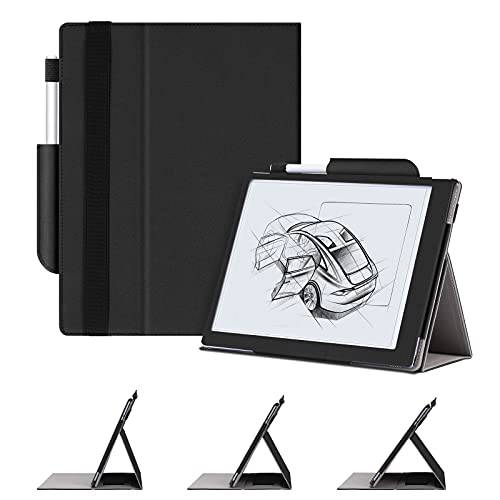 Ayotu 접이식 케이스 Remarkable 2 용지,종이 태블릿, 태블릿PC 10.3 2020 출시,  Multi-Angle 폴더블 디자인/ 프리미엄 펜 홀더/ 핸드 받침 기능/ 스마트 탄력 밴드 (Not 호환 Remarkable 1), 블랙