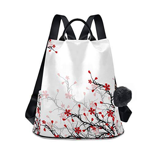 ALAZA Japanese 체리 Blossom Sakura 백팩 지갑 여성용 도난방지 패션 후면 팩 숄더 백