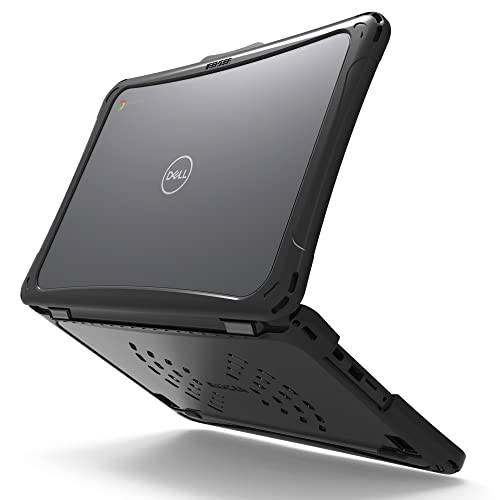iBenzer 하드 쉘 케이스 Dell 3100 11 크롬북 클램쉘 노트북 (180-degree 힌지) 교육 K12 학생 학교,  헤비듀티 보호 노트북 커버, 블랙 LC-HPE-DL3100-180