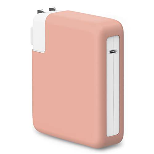 LCMOCICO 140W 충전기 보호 슬리브 케이스 맥북 프로 16 2021 A2485 소프트 실리콘 파워 어댑터 커버 mac 16 인치 2021 M1, 핑크