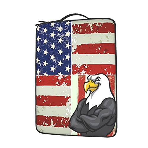Vicyuly 아메리칸 깃발 Eagle 14 인치 노트북 슬리브 케이스 컴퓨터 커버 소프트 패디드 맥북 노트북 크롬북 지퍼 캐링 백