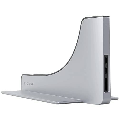Ascrono 버티컬 탈부착 스테이션 허브 | 호환가능한 애플 맥북 프로 16 인치, 2021 M1, MagSafe 플러그 | 2X USB-C 포트 (40Gbps) Thunderbolt-4 호환가능한 도크