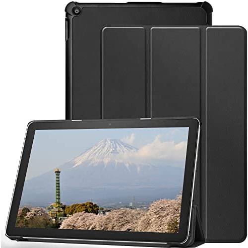 케이스 호환가능한 HD 10 2021/ HD 10 플러스 태블릿, 태블릿PC 케이스 오토 슬립 기능 슬림 Light-Weight PU 가죽 스마트 태블릿, 태블릿PC 쉘 커버 폴더블 스탠드 케이스 Fit(Black)