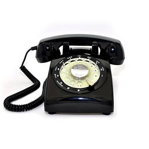 ECVISION 블랙 컬러 빈티지 1960’s 스타일 회전식 레트로 Old Fashioned 회전식 다이얼 홈 전화