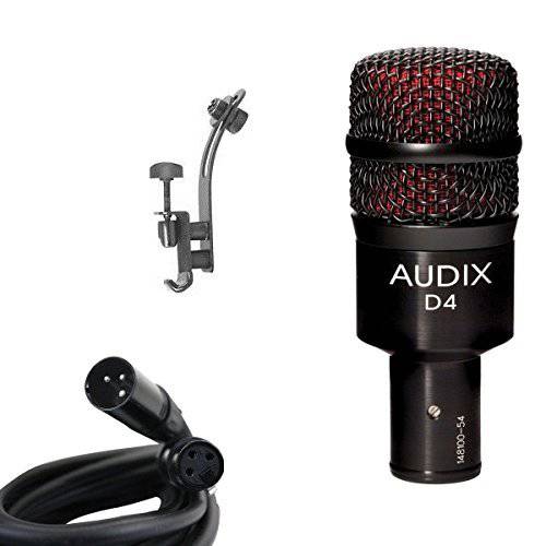 Audix D4 드럼 마이크,마이크로폰 번들,묶음 XLR 케이블 and 드럼 Rim 마이크 클립