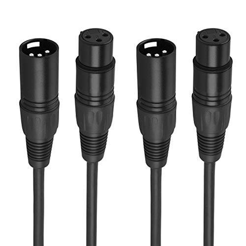 XLR 케이블, CableCreation [2-Pack] 3 FT XLR Male to XLR Female 밸런스 3 핀 마이크,마이크로폰 케이블, 블랙