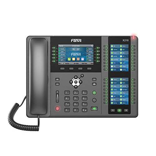 Fanvil X210 Enterprise VoIP 폰, 4.3-Inch 컬러 디스플레이, 2 3.5-Inch 사이드 컬러 디스플레이 DSS 키. 20 SIP Lines, Dual-port 기가비트 이더넷, 파워 어댑터 Not 포함