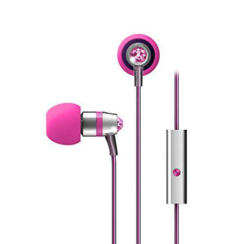 크리스탈 by MEE audio In-Ear 헤드폰,헤드셋 마이크,마이크로폰 Made Swarovski 크리스탈, 핑크