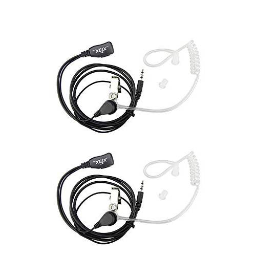 2Pack Xfox 스테레오 어쿠스틱 구멍 에어 튜브 Anti-Radiation in-The-Ear 헤드폰 라인 마이크,마이크로폰 3.5mm 잭 헤드폰,헤드셋 호환가능한 아이폰 삼성 LG Moto 샤오미 Hawei ZTE 블랙베리 휴대용 폰
