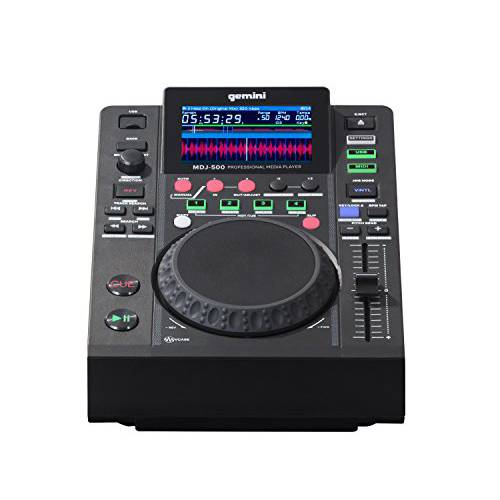 Gemini MDJ Series MDJ-500 프로페셔널 오디오 DJ 미디어 플레이어 4.3-Inch 풀 컬러 디스플레이 스크린, 5 조그 휠,슬라이서, and 프로그래밍가능 핫 Cues