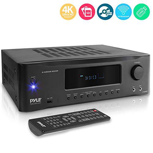 5.2-Channel Hi-Fi 블루투스 스테레오 앰프 - 1000 와트 AV 홈 스피커 서브우퍼 사운드 블루투스리시버 w/ 라디오, USB, RCA, HDMI, 마이크 in, 무선 스트리밍, 지원 4K UHD TV, 3D, Blu-Ray - Pyle PT694BT