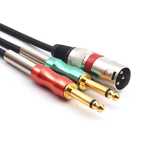 SiYear 15FT XLR 3 핀 Male to 이중 6.35mm 1/ 4 TS Male Y 분배기 케이블, 듀얼 Mono Male (1/ 4 인치) 6.35mm to XLR Male 플러그 스테레오 마이크,마이크로폰 오디오 컨버터, 변환기 어댑터 Cable(15Feet)