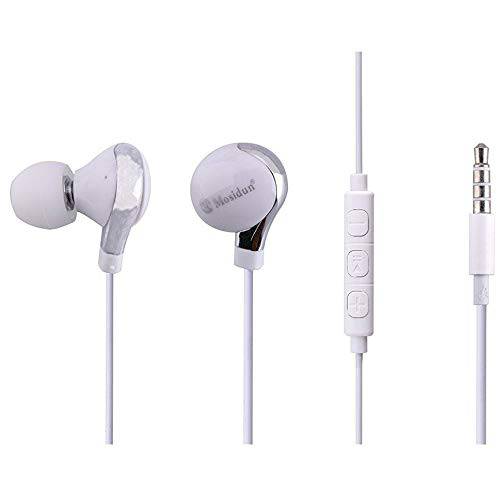 MAELINE EarFit 이어버드, 이어폰,이어셋 헤드폰,헤드셋 마이크,마이크로폰 and 통화 컨트롤러 in-Ear (with 마이크, 화이트)