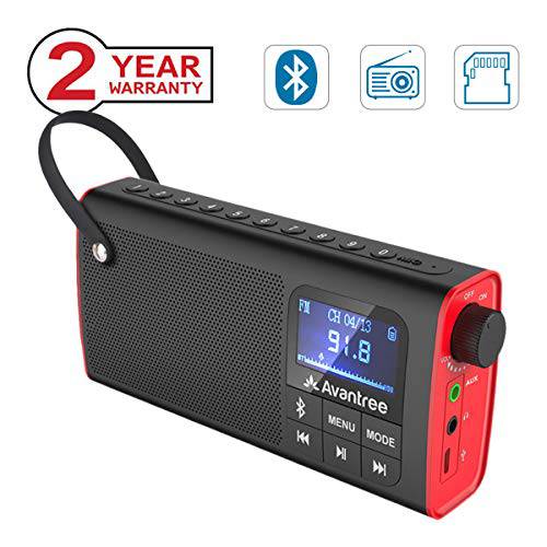 Avantree 3-in-1 휴대용 FM 라디오 블루투스 스피커 과 SD 카드 플레이어 오토 스캔 과 Save led 디스플레이 충전식 배터리 - SP850 포함