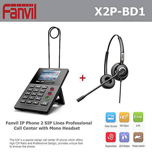 Fanvil IP 폰 X2P 프로페셔널 통화 센터 폰 PoE and 컬러 디스플레이 2 S IP Lines Bundled Mono 헤드폰,헤드셋 HT201