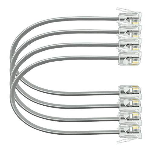 NECABLES (4 팩) 6 인치 숏 전화 케이블 RJ11 6P4C Male to Male