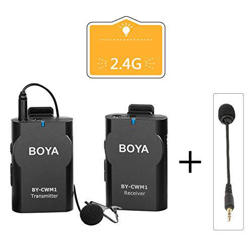 BOYA 2.4G 무선 라발리에 마이크,마이크로폰 시스템 호환가능한 안드로이드 아이폰 태블릿, 태블릿PC 캐논 니콘 소니 DSLR 카메라 캠코더 레코딩