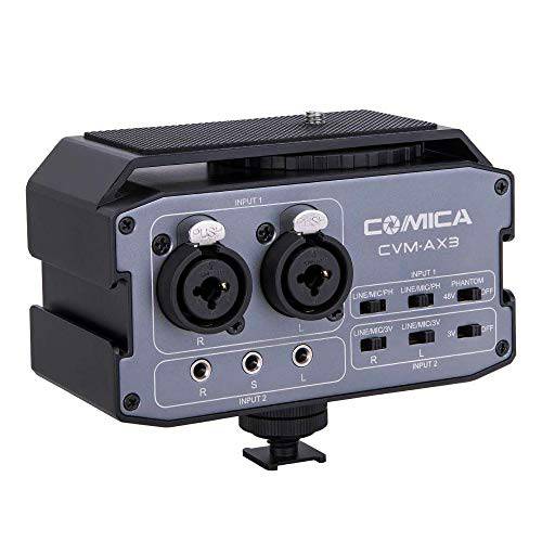 코미카 CVM-AX3 오디오 믹서,휘핑기 어댑터 3.5mm/ XLR/ 6.35mm 입력& 스테레오/ Mono 출력 스위치, 카메라 마이크,마이크로폰 프리앰프 캐논 니콘 소니 DSLR 카메라 캠코더 비디오 촬영