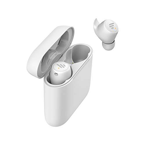 Edifier TWS6 트루와이어리스 이어폰, 이어버드  Ultra-Slim 프로파일 스포츠 in-Ear 헤드폰,헤드셋 기능 블루투스 5.0 aptX, 32-Hour 배터리 Life 무선 충전, IP55 방수 and 방진, 화이트