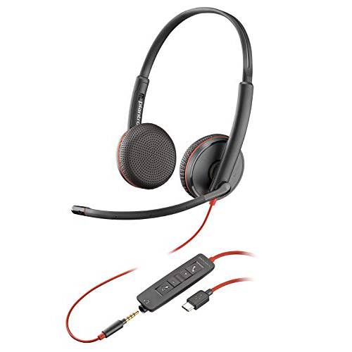 Plantronics Blackwire 3225 USB-C 헤드폰,헤드셋, On-Ear Mono 헤드폰,헤드셋, 유선