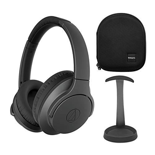Audio-Technica ATH-ANC700BTBK 무선 Noise-Canceling 헤드폰,헤드셋 (블랙) 번들,묶음 Knox 기어 알루미늄 지지대 and 보호 케이스 (3 아이템)