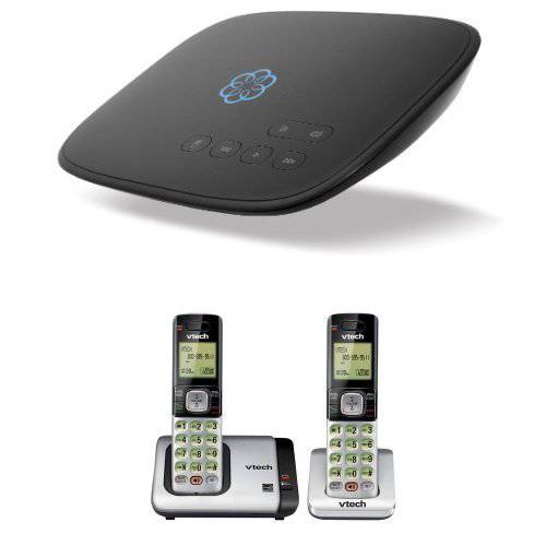 Ooma Telo 홈 폰 서비스 VTech CS6719-2 DECT 6.0 폰 방문객 ID/ 통화 Waiting, 실버/ 블랙 2 무선핸드셋, 무선전화기