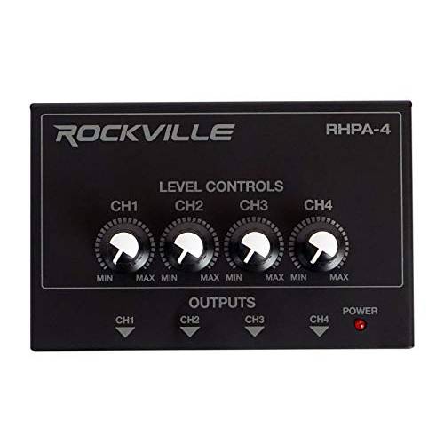 Rockville RHPA4 4 채널 프로페셔널 헤드폰 앰프 스테레오 or 모노 앰프, 블랙