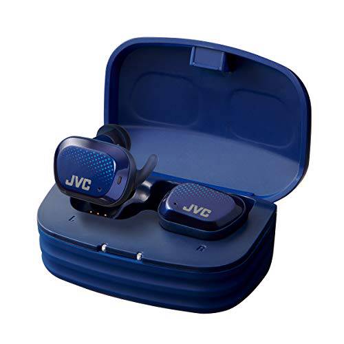 JVC HA-AE5TA AE 스포츠 Truly 무선 이어폰, 이어버드 - 인이어 블루투스 헤드폰,헤드셋, 27 시간 배터리 Life Charg ing 케이스,  터치& talk,  터치 센서 컨트롤, 방수 IP55 (블루)