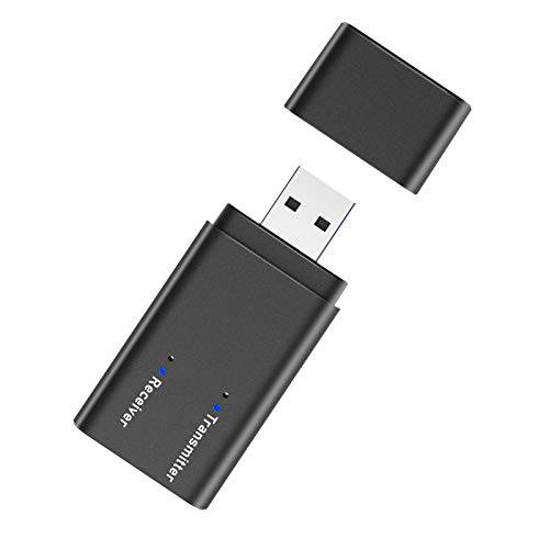 USB 블루투스 5.0 어댑터 오디오 송신기 리시버 2-in-1 무선 블루투스 이어폰, 이어버드 헤드폰,헤드셋 이어폰 연결 to 데스크탑 PC TV, 차량용/ 홈 스테레오 사운드 시스템 (Only 오디오)