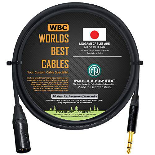 5 Foot - 쿼드 밸런스 패치 케이블 커스텀 Made by WORLDS BEST CABLES  Using Mogami 2534 와이어 and Neutrik NC3MXX-B 남성 XLR& NP3X-B TRS 스테레오 폰 플러그.
