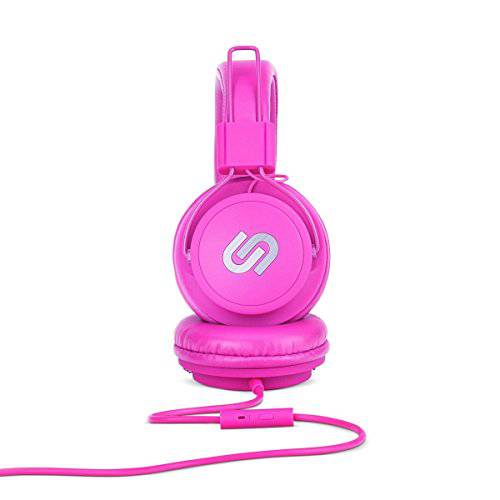 Urbanista Miami 폴더블 On-Ear 헤드폰,헤드셋 리모컨 and 마이크, 핑크 표범/ 핑크