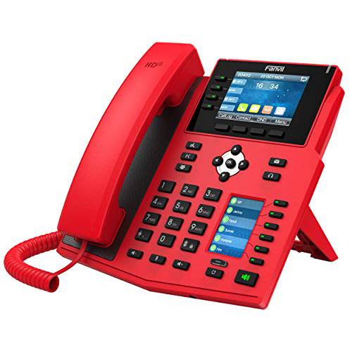 Fanvil X5U-R High-End VoIP 폰, 3.5-Inch 컬러 디스플레이, 2.4-Inch 사이드 컬러 디스플레이 DSS 키. 16 SIP 라인, Dual-Port 기가비트 이더넷, 파워 어댑터 Not 포함, 레드