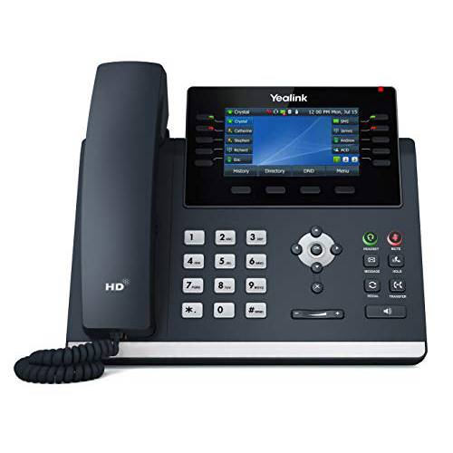 Yealink T46U IP 폰, 16 VoIP 계정. 4.3-Inch 컬러 디스플레이. 듀얼 USB 2.0, Dual-Port 기가비트 이더넷, 802.3af PoE, 파워 어댑터 Not 포함 (SIP-T46U)
