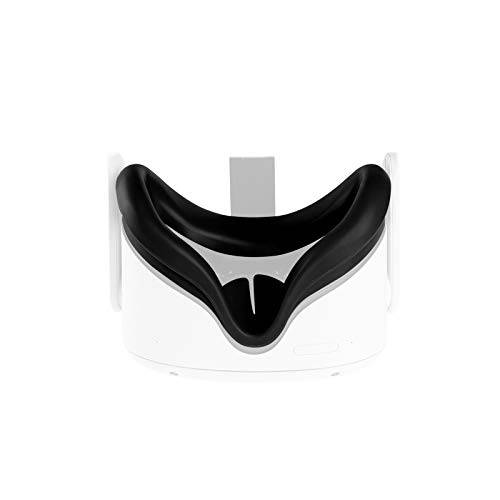 (1 팩) Seltureone 실리콘 VR 페이스 패드 호환가능한 오큘러스 퀘스트 2, 페이스 아이 쿠션 커버 마스크 스킨, 땀방지 세척가능, 블랙