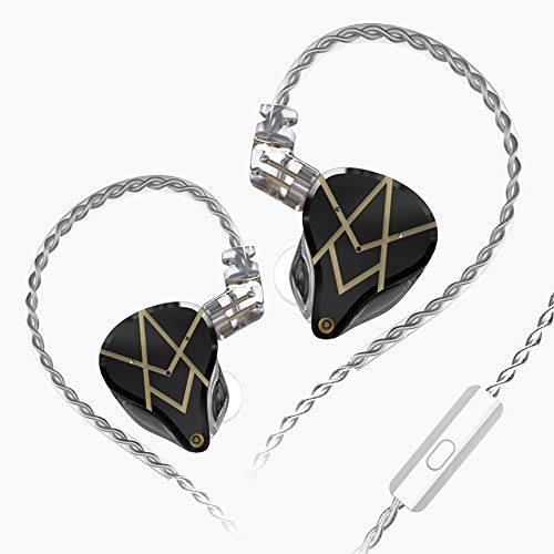 KZ ASX in-Ear 모니터, 10 밸런스 Armatures 단위 per 사이드 맞춤형 하이파이 IEM 유선 이어폰/ 이어폰, 이어버드/ 헤드폰,헤드셋 탈착식 케이블 2Pin 뮤지션,음악가 오디오애호가 (with 마이크, 블랙)
