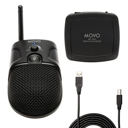 Movo MC2000 무선 회의 마이크,마이크로폰 시스템 - USB 무선 마이크,마이크로폰 and 스피커 Mac or PC 설정 - 회의 통화 스피커 and 마이크,마이크로폰 비디오 미팅 - Great 줌 마이크,마이크로폰