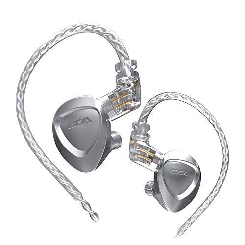 Linsoul CCA CKX 1DD+ 6BA 하이브리드 드라이버 in-Ear 이어폰 징크,아연 합금 쉘, 탈착식 Gold-Plated Recessed 0.75mm 2Pin 케이블 (with 마이크, 실버)