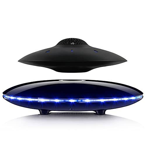 자석 공중부양 스피커, 360° 회전 플로팅 블루투스 스피커 Colorful LED 플래시 라이트, UFO 휴대용 무선 스피커 5.0 스테레오 사운드, 홈 오피스 장식 쿨 Tech Gifts(Black
