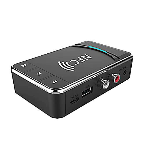 블루투스 5.0 송신기 리시버 무선 오디오 어댑터, NFC-Enabled 3.5mm AUX or RCA 입력 TV 하이파이 음악 헤드폰 HD 홈 스테레오 음악 스트리밍 사운드 시스템