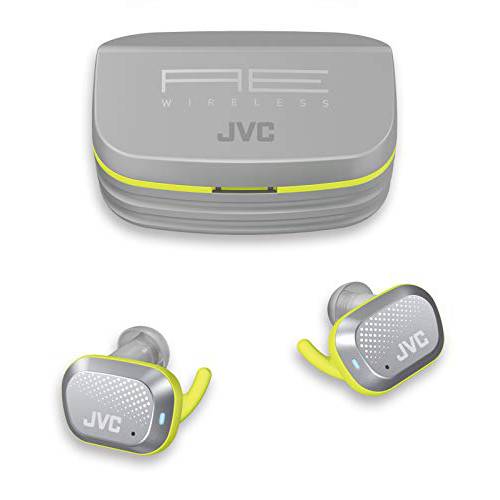 JVC HA-AE5TH AE 스포츠 Truly 무선 이어폰, 이어버드 - 인이어 블루투스 헤드폰,헤드셋, 27 시간 배터리 Life 차그 ing 케이스,  터치& talk,  터치 센서 컨트롤, 방수 IP55 (그레이)