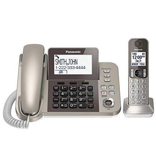 파나소닉 KX-TGF350N 유선/  무선 Dect 1 핸드셋 유선전화 전화, 샴페인 골드
