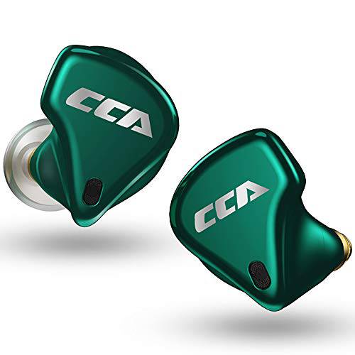 CCA CX10 TWS 트루와이어리스 블루투스 5.0 이어폰, 이어버드 마이크, 하이파이 스테레오 인이어 이어폰, 1DD+ 4BA 소음 차단 Hedsets, 경량 스포츠 헤드폰,헤드셋 셀 폰/ 게임/ 음악 (그린)