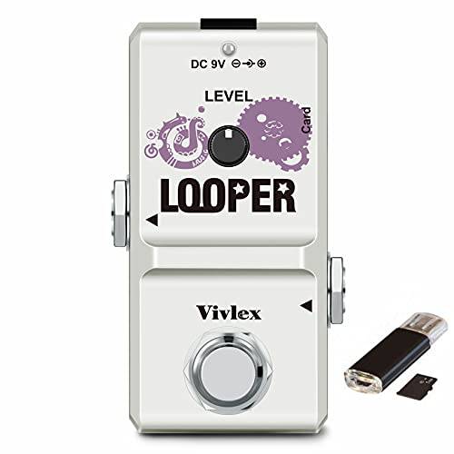 Vivlex LN-332A Looper 기타 페달 미니 루프 레코딩  일렉기타 and 베이스 1GB 메모리 카드, 10 분 of 루핑, Unlimited Overdubs
