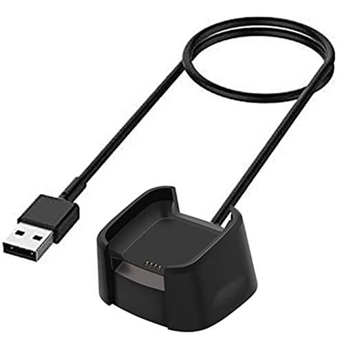 Emilydeals 충전기 호환가능한 핏빗 베르사 라이트/ 베르사/ 베르사 스페셜 에디션, 교체용 USB 충전 도크 스테이션 3.3ft 케이블 케이블 베르사 스마트워치 (블랙)