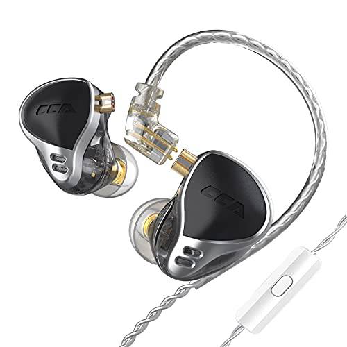 CCA CA24 in-Ear 모니터, 12 BA 원 사이드 하이파이 in-Ear 이어폰 징크,아연 합금 서피스 레진 하우징, 하이파이 스테레오 IEM 유선 이어폰/ 이어폰, 이어버드/ 헤드폰,헤드셋 뮤지션,음악가 Audiophile(Black 마이크)
