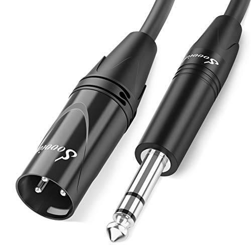 1/ 4 to XLR Male Cable-Sovvid 쿼터 인치 XLR Male to 1/ 4 Male 밸런스 연결 케이블 6.35mm TRS Male to XLR Male 10Feet