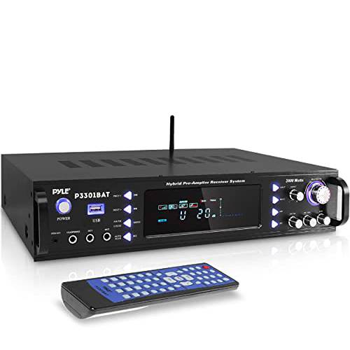무선 블루투스 홈 스테레오 앰프 - 하이브리드 Multi-Channel 3000 와트 파워 앰프 홈 오디오 리시버 시스템 w/ AM/ FM 라디오, MP3/ USB, Aux, RCA 노래방 마이크 in - 랙 마운트, Remote-Pyle P3301BAT.5