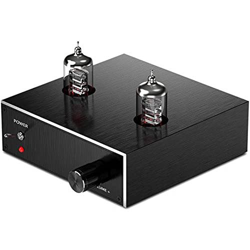 미니 하이파이 스테레오 오디오 튜브 프리앰프 앰프 가정용 오디오 시스템,  트레블&  베이스 컨트롤+ DC12V 파워 Adapter(Black)