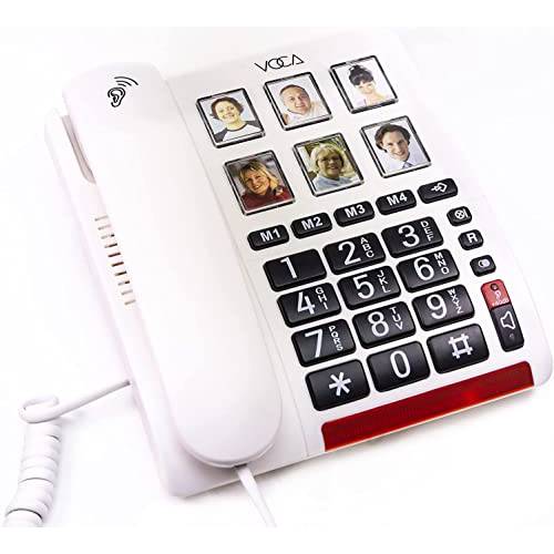 VOCA CP120 큰 버튼&  증폭 전화 노인, 6 포토 스피드 Dialing, 핸드 프리 스피커 폰,  소음 보조 호환가능한 폰, 엑스트라 고음량 볼륨 Visually&  소음 감퇴